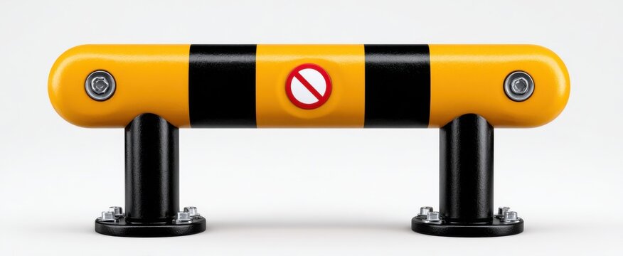 Bright yellow safety barrier on white essential gear for building and roadway upkeep