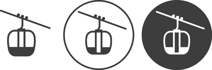 Cable Car Icon Black Outline Vector for Web and Mobile UI Design Set © GAjam