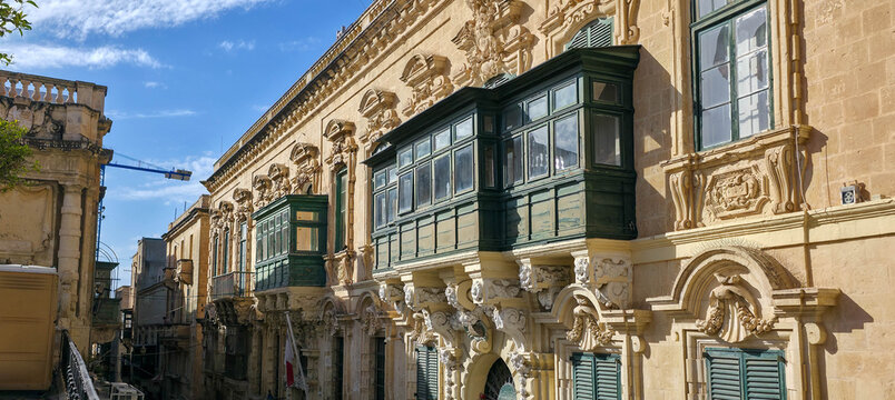 Gallarija Maltija, the Maltese "bow window" in Valletta, Malta island
