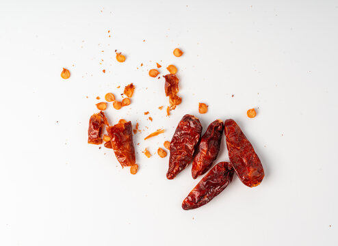 Dry chili pepper isolated, red chilly spice