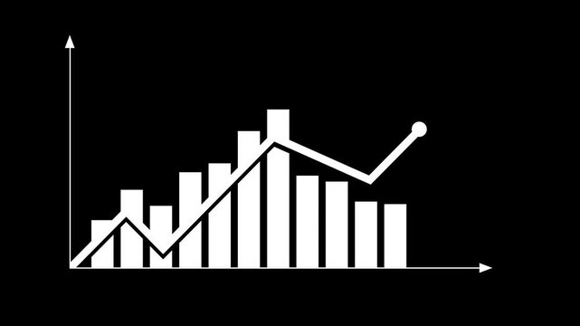 Graph Icon, Rising bar graph, graph on transparent background. Full HD. 4K
