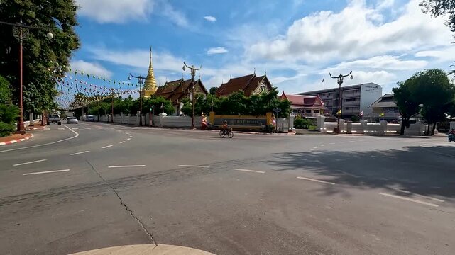 Wat Phra That Chang Kham Worawihan .The temple is located in the heart of Nan Thailand . Inside the chapel, the atmosphere is quiet and magical : Stable Footage