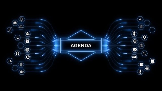 Agenda planning concept illustrating structured schedule management, task organization, meeting planning, productivity workflow, and time management system.