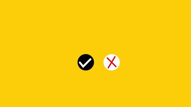 Minimalist check mark and cross icons on yellow background