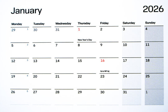 Calendar January 2026