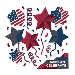 Obraz premium Patriotic 4th of July Celebration with Stars and Confetti.