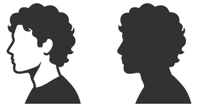 male head profile silhouette vector illustration on transparent background