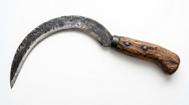 vintage tool old scythe wooden grip metal edge harvesting tool farm equipment cutting instrument agricultural tool manual labor traditional farming scythed cutting tool farm tool