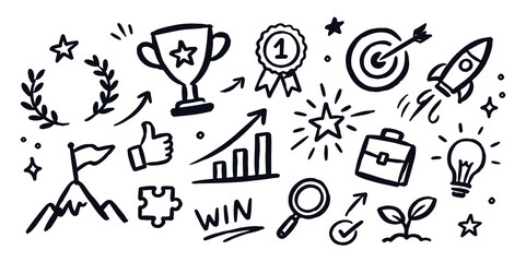 Success Achievement Doodle Set Vector Illustration © Victoria