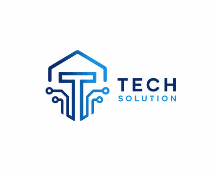 Hexagonal t-shaped circuit board for technology solutions company