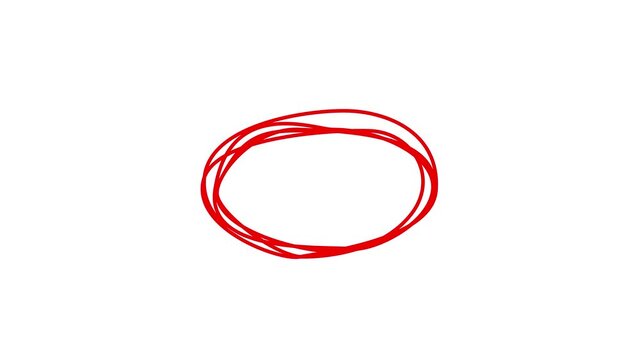 Oval frame hand drawing, round selection, circle self drawing animation. Irregular circle drawing. Red color line.