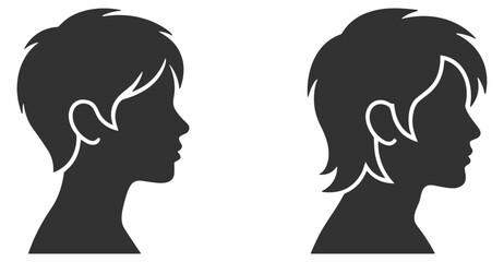 silhouette of boy and girl profiles vector illustration on transparent background © KKeitlin