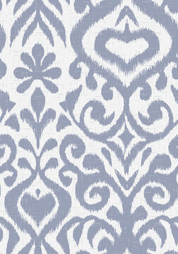 Seamless ikat damask pattern in pastel blue and white.
Traditional tribal ethnic vector background with distressed texture.
Bohemian elegant damask ornament fabric design.
Abstract boho ikat seamless 