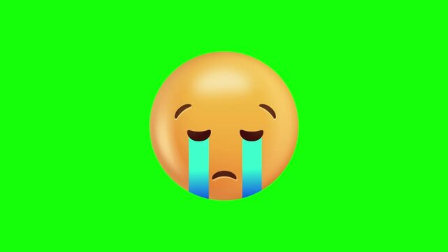 Crying Emoji On Green Screen Background.
