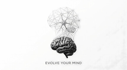 Fototapeta premium Conceptual healthcare illustration representing neuroplasticity, lifelong learning, cognitive development, and healthy brain function through an evolving anatomical brain with neural geometry.