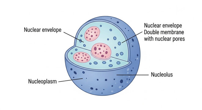 Detailed illustration of a cell with labeled organelles showcasing biological structure and science concept