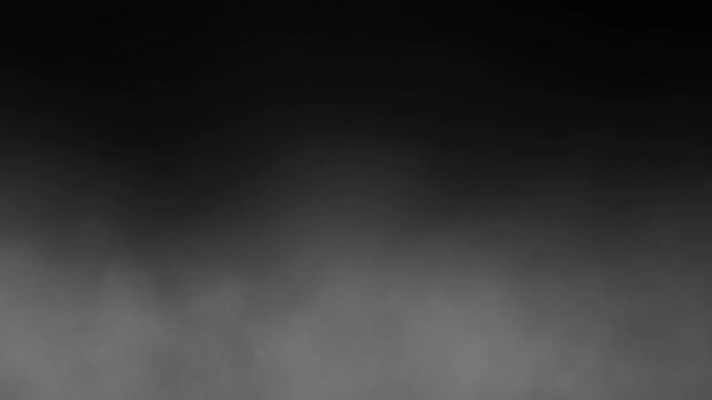 Dark fog and smoke drift over black copy space, a 4K 60fps seamless loop for cinematic banners, mystery trailers, overlays and dramatic intro title visuals.