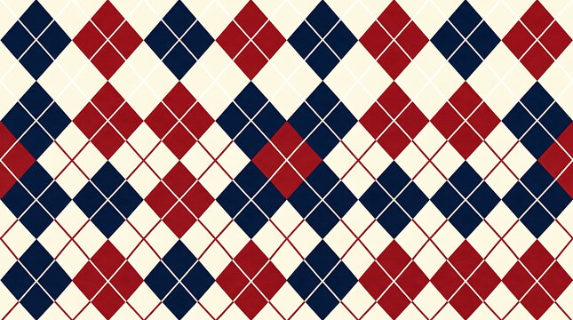 Argyle pattern background with red and blue diamonds
