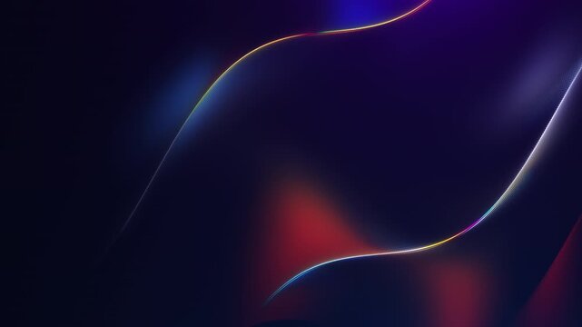 Multicolor neon curves flow through a dark tech background, a 4K 60fps seamless loop for futuristic branding, product reveals, SaaS and presentations.