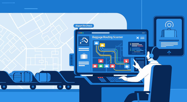 Airport Baggage Screening System Interface on Computer Screen