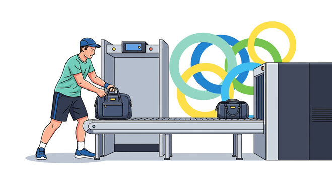 Athlete Travel Security Screening Baggage Security Checkpoint Olympic Rings