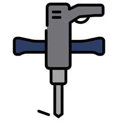 Naklejka premium Flat icon of a jackhammer tool
