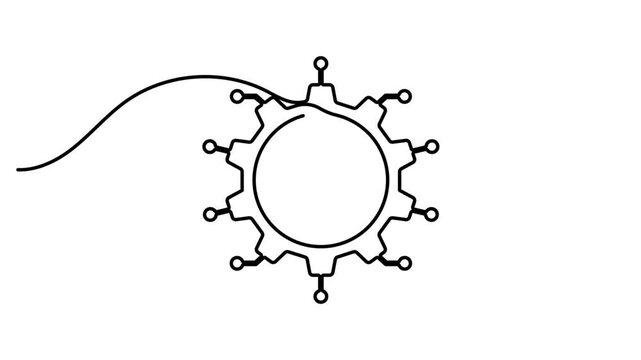 Intelligence of automation and data nodes icon sign continuous one line drawing on white background minimalist single art presentation of programming  database symbol 4k animation video