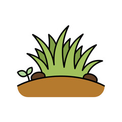Fototapeta premium Flat illustration of grass and soil with sprout