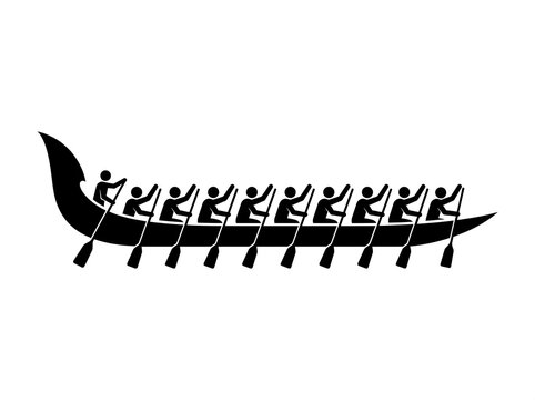 traditional Kerala snake boat race silhouette with synchronized rowers for Onam festival promotions and cultural tourism design
