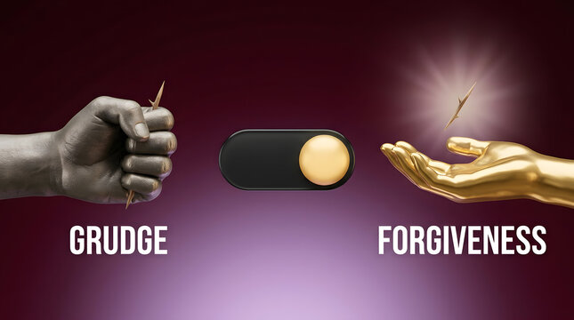 Grudge versus forgiveness concept with toggle switch