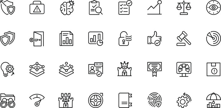 Collection of business and technology outline icons