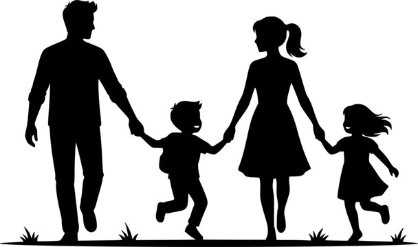 family silhouette illustration
