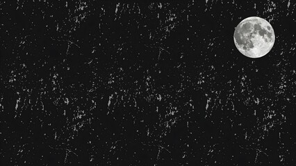 Full Moon on Dark Grunge Black Background with Space Texture, Night Sky Abstract Wallpaper © Rose Graphics