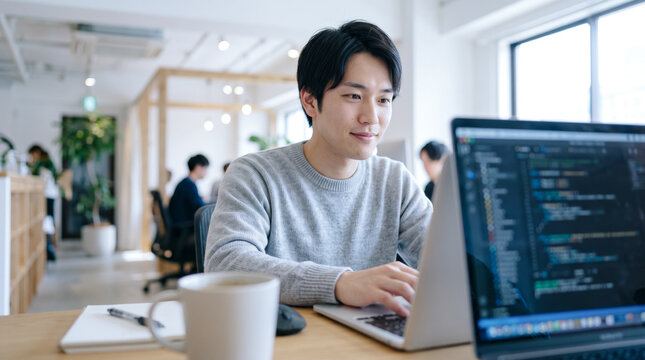 プログラミングや開発業務をする男性システムエンジニア・SE