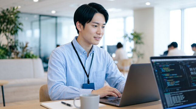プログラミングや開発業務をする男性システムエンジニア・SE