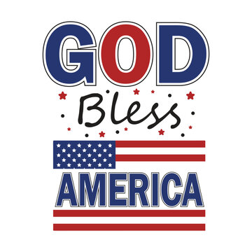 God Bless America Patriotic Typography Design for 4th of July Independence Day USA