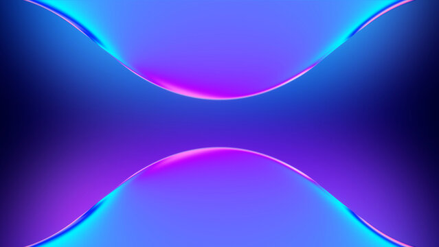 Cyan and magenta glassmorphism waves create a glossy abstract background for AI interfaces, SaaS products, app screens, modern branding and tech design.