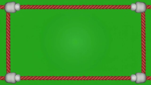 Clear green field with red border along edges under bright sky
