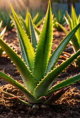 Obraz premium Close-up of aloe vera plant in sunlight