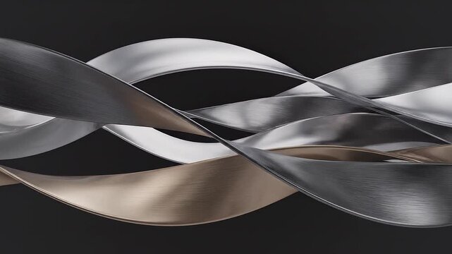 Infinity Chrome Ribbons Luxury Metallic Abstract Motion Background Seamless Loop