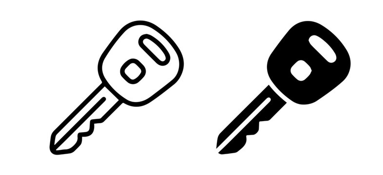 Car Key Icons, Vehicle Ignition Access, Transportation Security Symbols