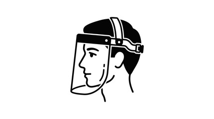 Naklejka premium Face Shield Protection Icon - Person Wearing Protective Face Shield for Safety