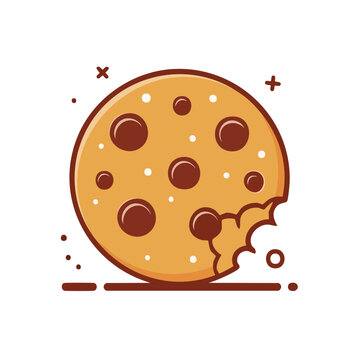 Chocolate chip cookie with bite mark vector illustration