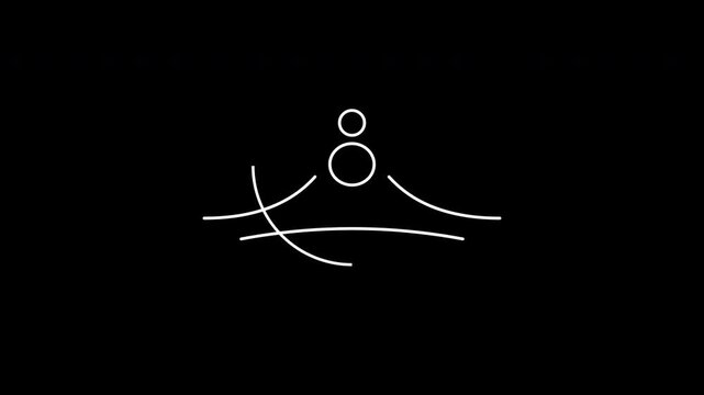 Minimalist Abstract Motion Graphic Featuring a White Line Drawing of a Human Meditating Figure