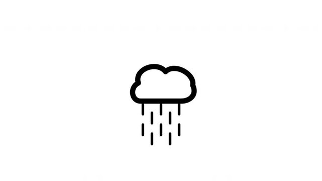 Minimalist Animated Rain Cloud Weather Icon Loop for Digital Interfaces and Meteorological Reports
