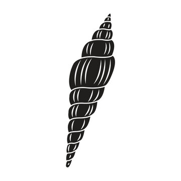 Minimalist line vector illustration of a spiral sea snail shell.