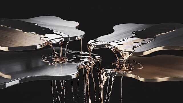 Floating Metallic Tectonics Luxury Liquid Chrome Motion Background