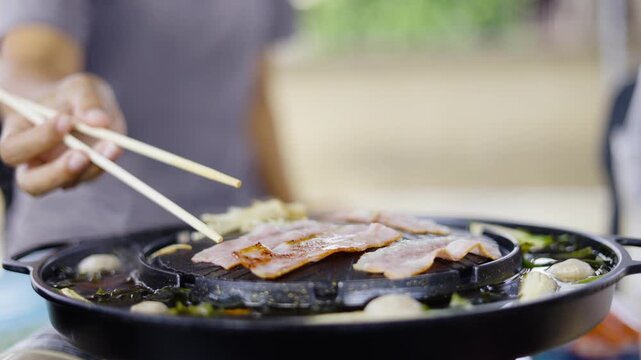 Delicious BBQ Buffet With Grilled Meat And Side Dishes 4K
