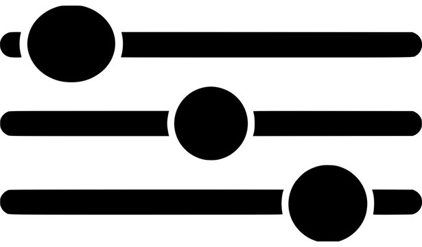 Adjustment Sliders with Circular Knobs Flat Silhouette Vector