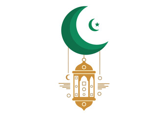 Islamic moon lantern and crescent decoration © MSTFARIDA
